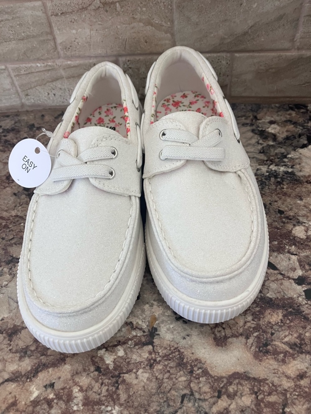 Sonoma Girls White Glitter Slip-On Sneakers